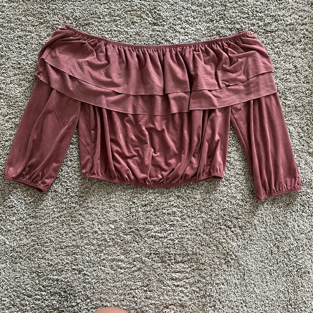 Charlotte Russe Velvet Off the Shoulder Top